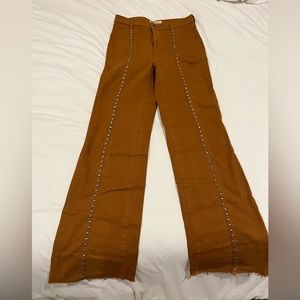 Free People flare jeans with stud details tan size 25